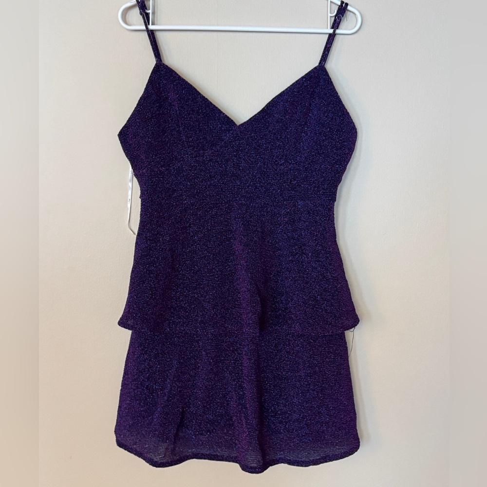 Lulu's Sparkling Deep Purple Tiered Cami Dress size large
